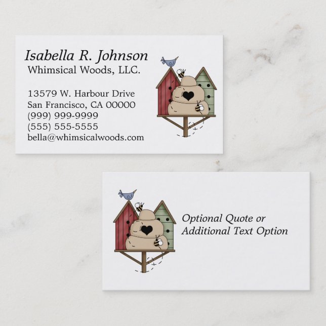 Weathered Birdhouses & Beehive Business Card (Front/Back)