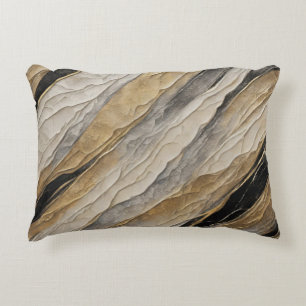 Weathered Black and Gold Stripe Accent Pillow