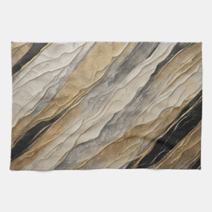 Weathered Black and Gold Stripe Kitchen Towel