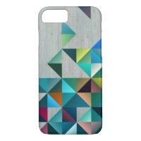 Weathered Blonde Wood Colourful Triangles