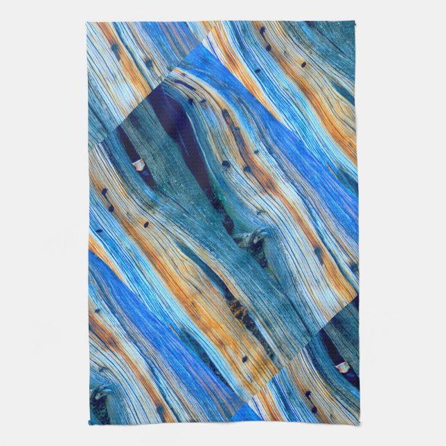weathered blue barn boards kitchen towel (Vertical)