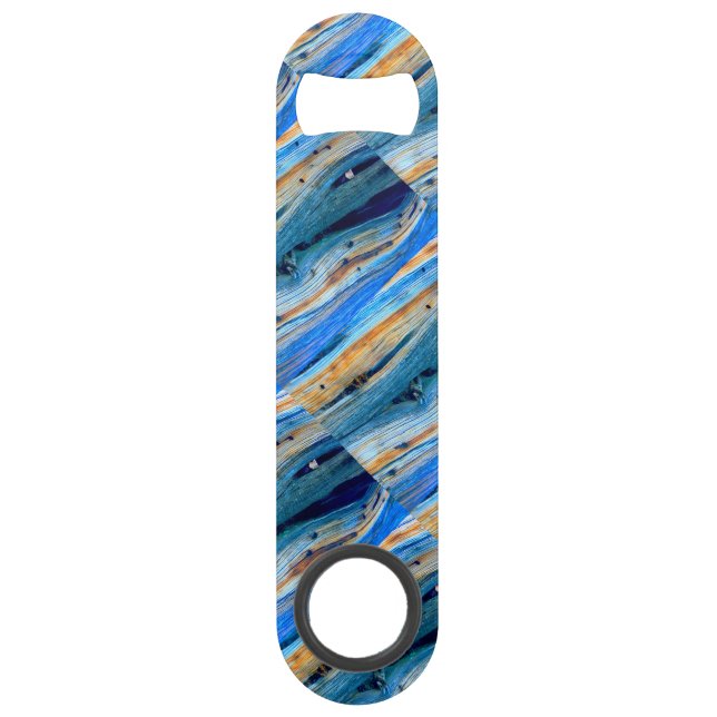 weathered blue barn boards speed bottle opener (Front)