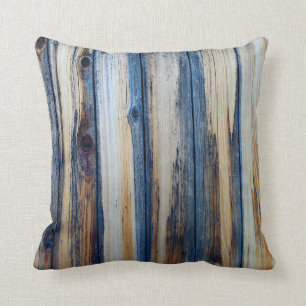 Weathered Blue Grey Fence Throw Pillow