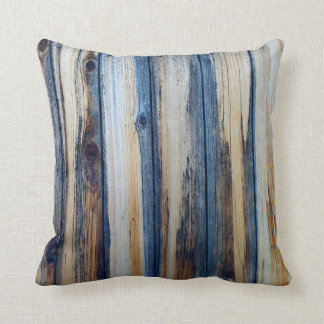 Weathered Blue Grey Fence Throw Pillow