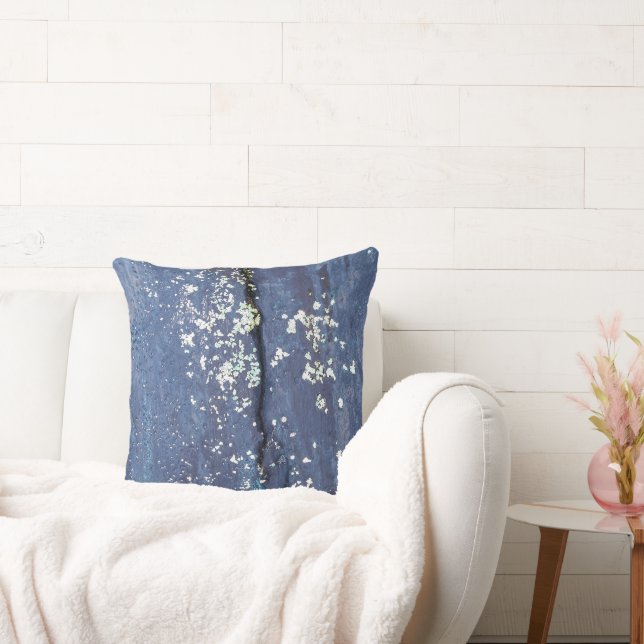 Weathered Blue Paint Abstract  Throw Pillow (Couch)
