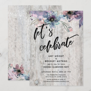 Weathered Boards Flowers Lights Let's Celebrate Invitation