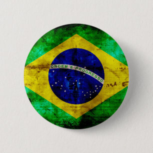 Weathered Brazil Flag 2 Inch Round Button