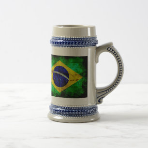 Weathered Brazil Flag Beer Stein