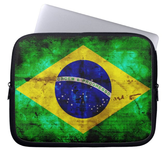 Weathered Brazil Flag Laptop Sleeve (Front)