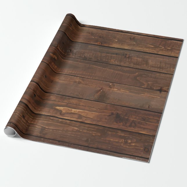 Weathered Brown Wood Wall Texture Wrapping Paper (Unrolled)