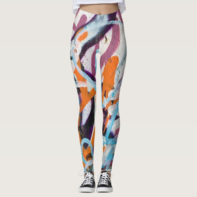 Weathered concrete wall, grungy texture. leggings (Front)