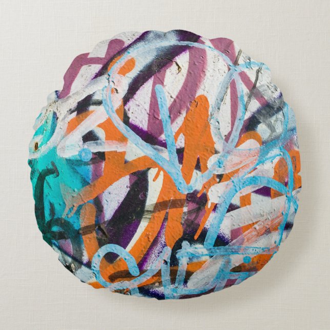 Weathered concrete wall, grungy texture. round pillow (Front)