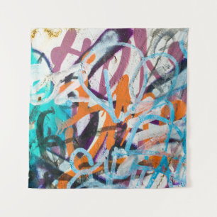 Weathered concrete wall, grungy texture. tapestry