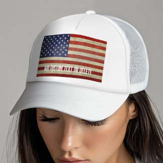Weathered, distressed American Flag Trucker Hat