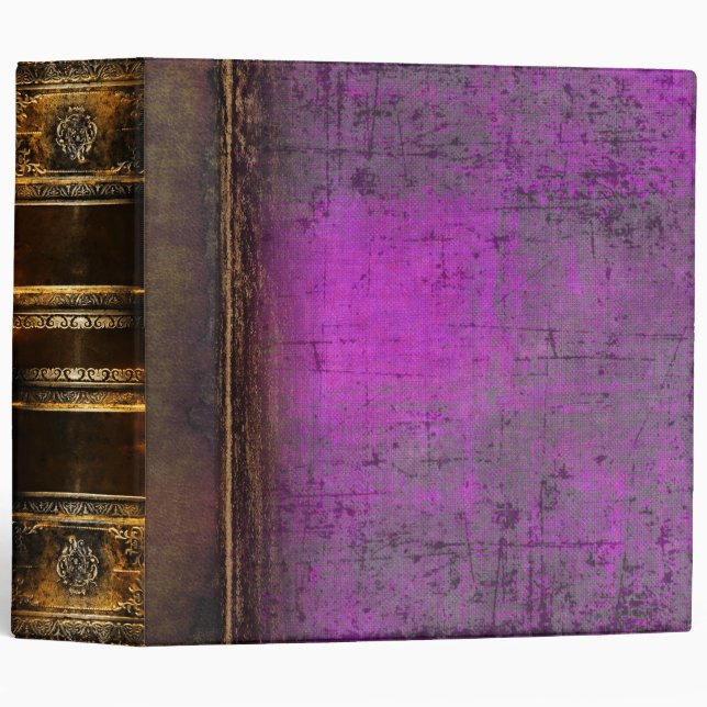 Weathered Faux Brown and Purple Leather Binder (Front/Spine)