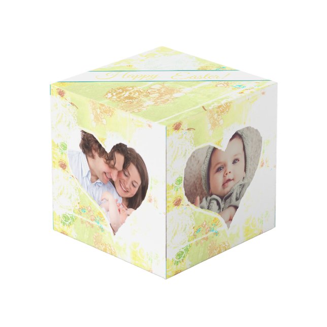 Weathered Floral Fantasy Easter Photo Cube (Front Angled)