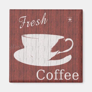 Weathered Fresh Coffee Sign - Red Magnet