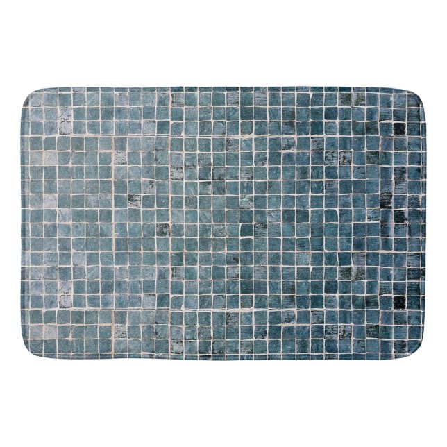     Weathered Green Realistic Mosaic Texture Funny Bath Mat (Front)