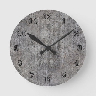 Weathered Grey Cement Sidewalk Round Clock