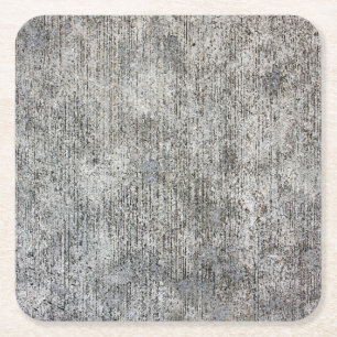 Weathered Grey Cement Sidewalk Square Paper Coaster