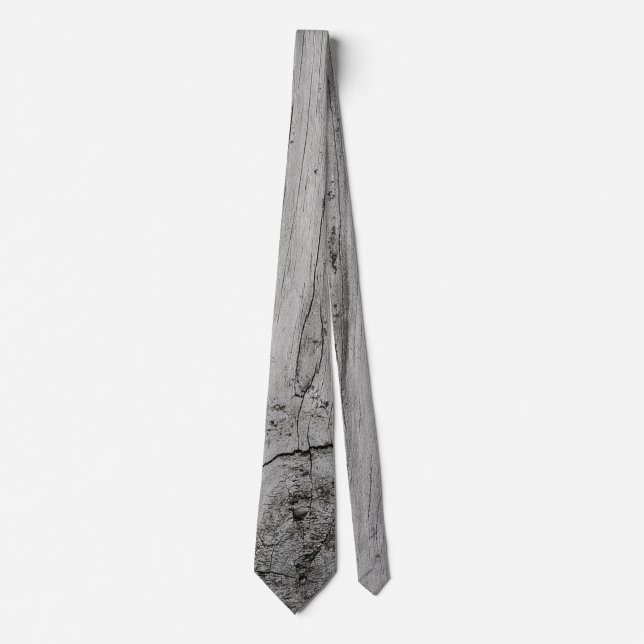 weathered grey rustic wood pattern tie (Front)