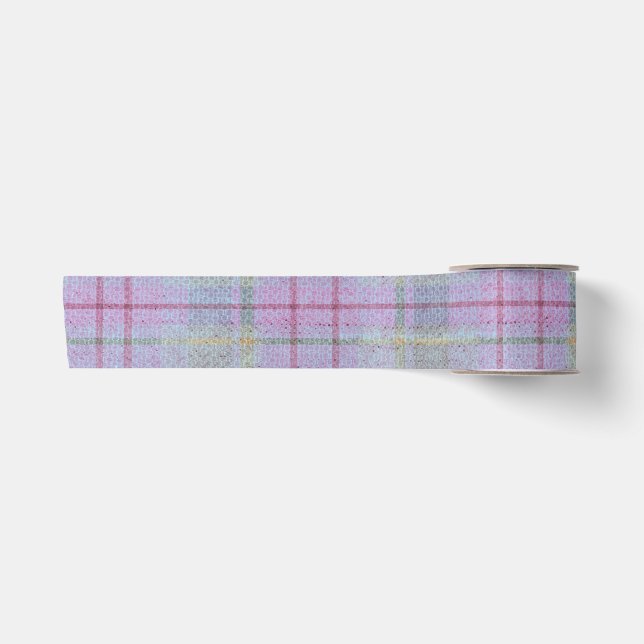  Weathered Lavender Plaid  Satin Ribbon (Front)