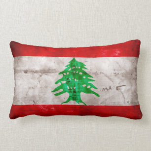 Weathered Lebanon Flag Lumbar Pillow