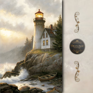 Weathered Lighthouse At Dusk Decoupage Tissue Paper