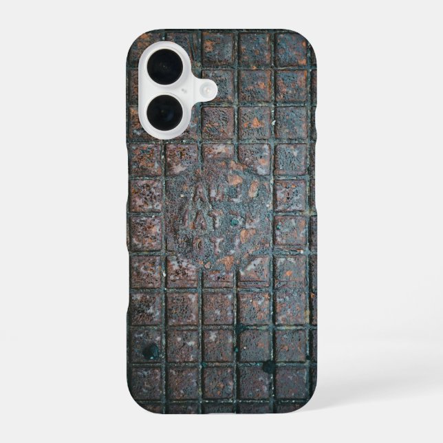 Weathered Metal Grate iPhone 16 Case (Back)