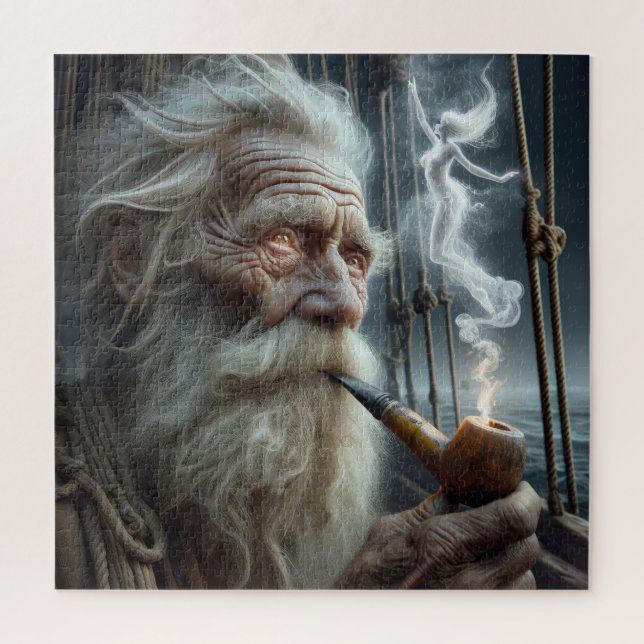 Weathered Old Seaman Smoking a Pipe Jigsaw Puzzle (Vertical)
