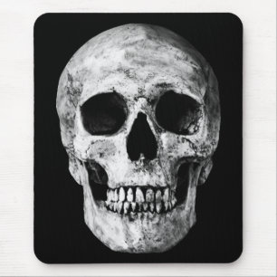 Weathered Old Skull - Black & White Mouse Pad