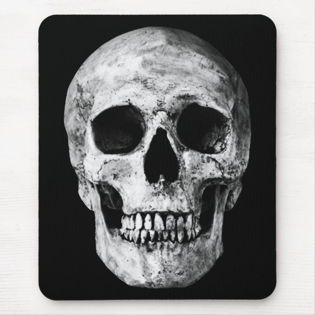 Weathered Old Skull - Black & White Mouse Pad (Front)