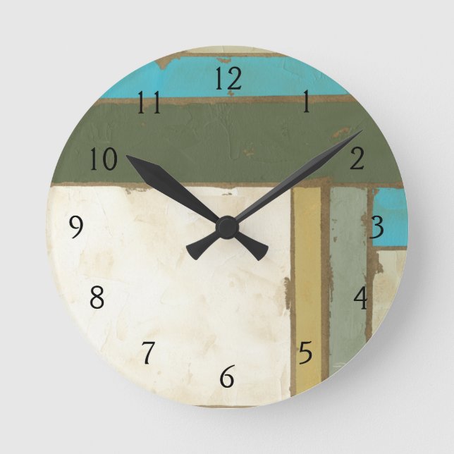 Weathered Panel Painting by Jennifer Goldberger Round Clock (Front)