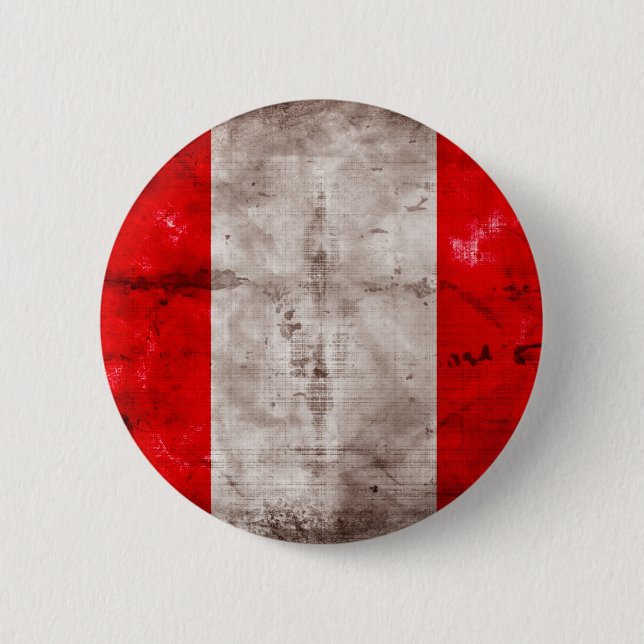 Weathered Peru Flag 2 Inch Round Button (Front)