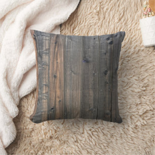 Weathered Redwood Fence Closeup Photo Image Print Throw Pillow
