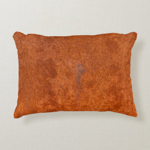 Weathered rusted metal: orange-red texture. accent pillow