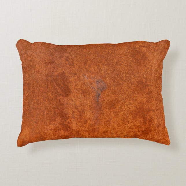 Weathered rusted metal: orange-red texture. accent pillow (Front)