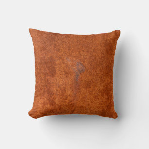 Weathered rusted metal: orange-red texture. throw pillow