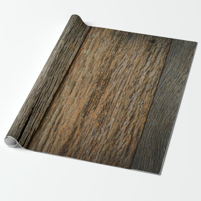 Weathered Rustic Barn Wood Boards Wrapping Paper (Unrolled)