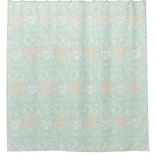 Weathered Scallop Shell Beach Damask Pattern Aqua