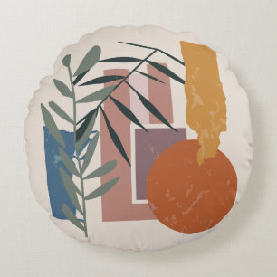 Weathered Shapes And Stalks Round Pillow