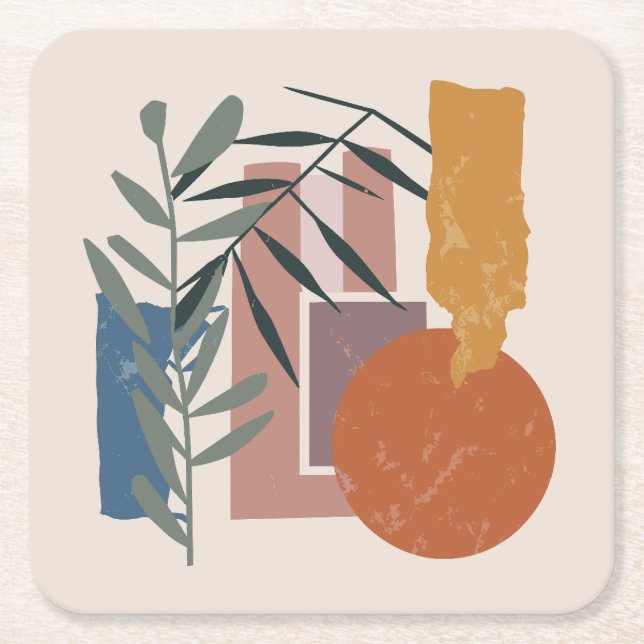 Weathered Shapes And Stalks Square Paper Coaster (Front)