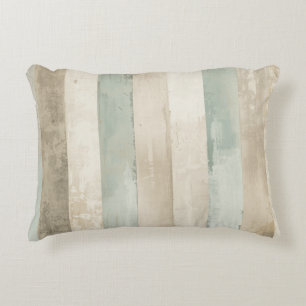 Weathered Soft Blue Tan Brown White Rustic Stripe Accent Pillow