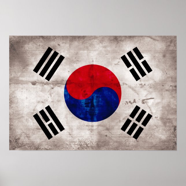 Weathered South Korean Flag Poster (Front)