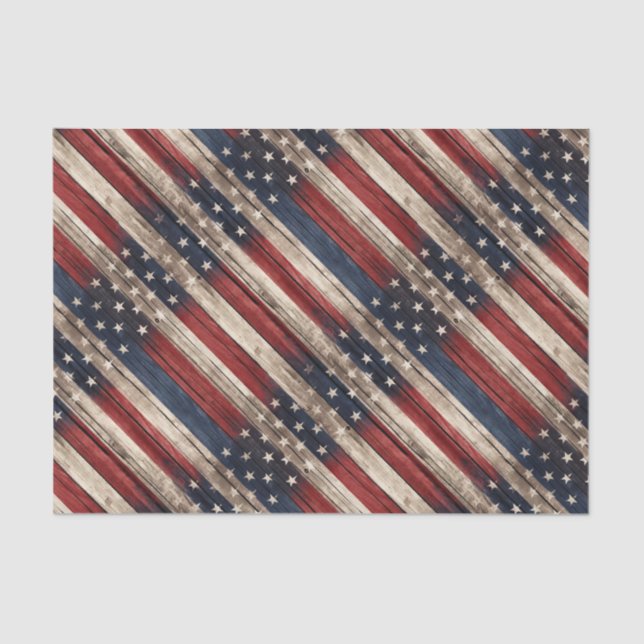 Weathered Stars & Stripes Wood Flag Tissue Paper (Front)