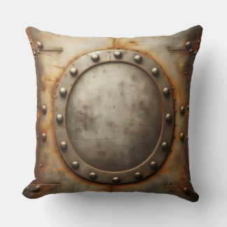 weathered steel, metal look  throw pillow