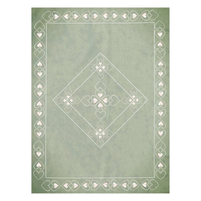 Weathered stone and Celtic Cross w/hearts Tablecloth (Front)