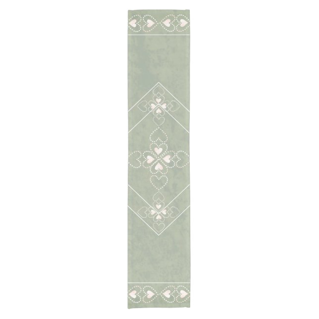 Weathered stone Celtic Hearts Cross Short Table Runner (Front)