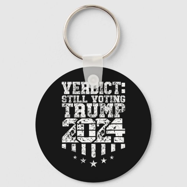 Weathered Text Trump Still Voting Convicted Felon  Keychain (Front)
