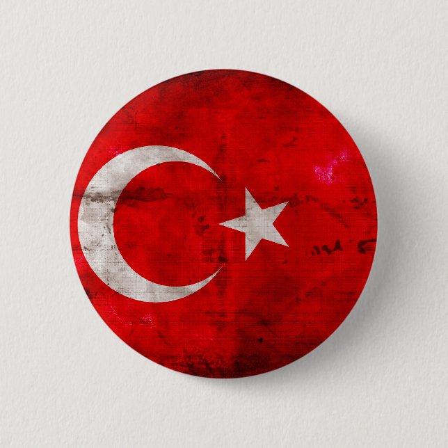 Weathered Turkey Flag 2 Inch Round Button (Front)